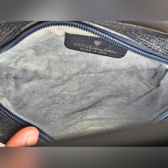 Vintage Supreme Sherry Gucci Beige And Blue Men's Women's Bag With Zipper Clutch - Picture 11 of 12